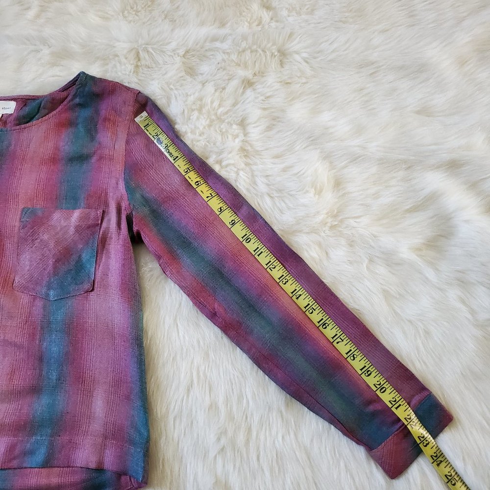 Anthro Cloth & Stone Plaid Top with Lace-Up Back M - Picture 14 of 14